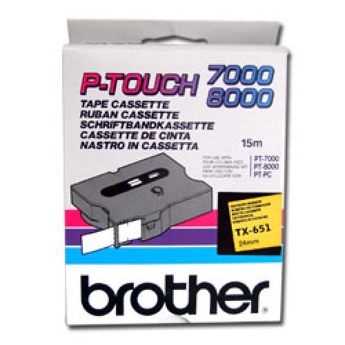 BROTHER Fita laminada amarelo/preto 24mm, 15m , Brother , BROTX651 , 4977766051132